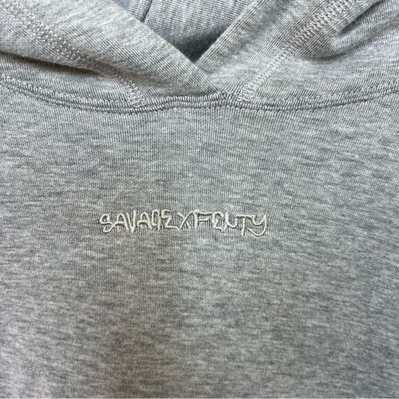 Savage X Fenty Essential Cropped Hoodie with Logo Pullover Platinum Grey Large - Picture 6 of 15